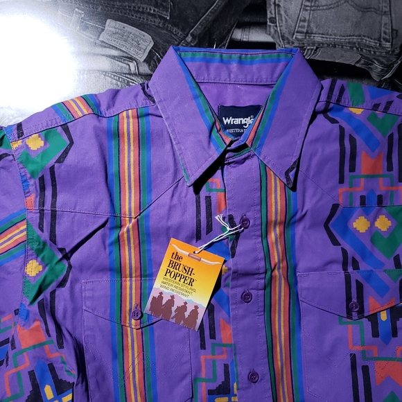 Vintage Wrangler Aztec Button Shirt XL DEADSTOCK - Picture 2 of 12